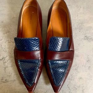 Celine Pointed Toe Python Loafers